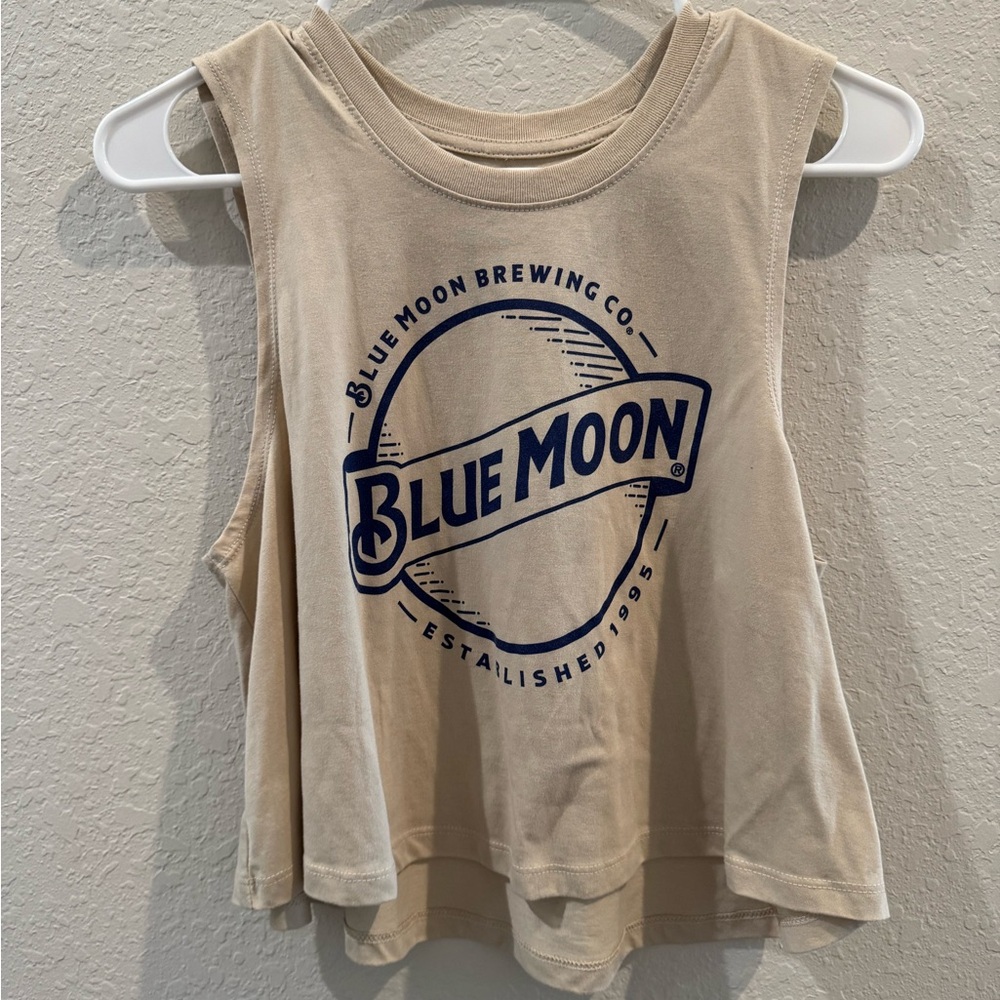 Beige Blue Moon Brewing Co Sleeveless Cropped Top